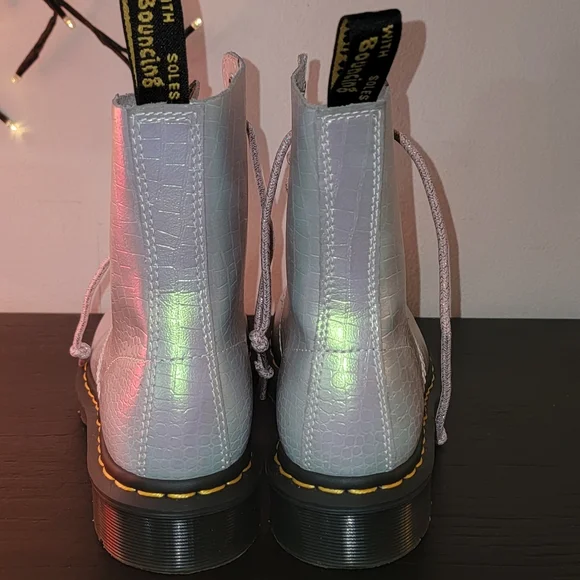 Dr Martens Iridescent Croc Pattern Pascal 1460 Lace Up Boots - Picture 3 of 14